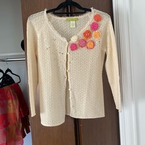 Sigrid Olsen white flower sweater